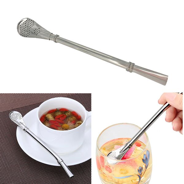 

stainless steel filter straw spoon multifunction reusable drinking drinkware tools drinkable soup stir kitchen tools