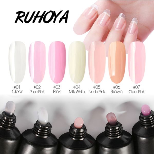 

ruhoya quick extension gel crystal jelly finger building gel tips polygel soak off nude white clear acrylic uv manicure, Red;pink