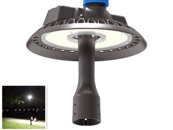 150W 200W LED posto mais alto Luzes, Dusk to Dawn Led Circular Pós Top Pole Área luminária para Street Outdoor Garden Pathway Quintal