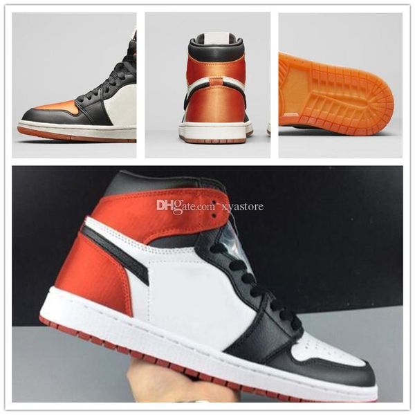 

1 high og satin black toe wmns 1s orange white red black men women basketball shoes designer sport sneakers