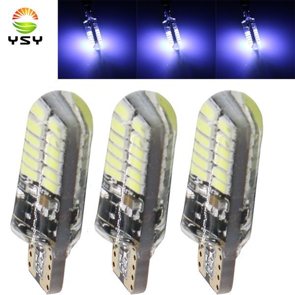 

ysy 300x t10 w5w led silicone gel light 194 168 w5w 3014 24smd white led light clearance lights wedge bulb parking canbus