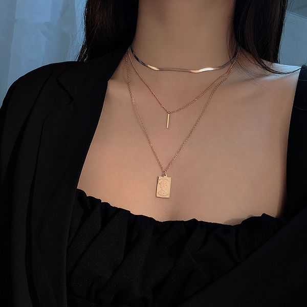 

yun ruo vintage coin multilayer pendant necklace fashion rose gold titanium steel woman jewelry gift never fade drop shipping, Silver