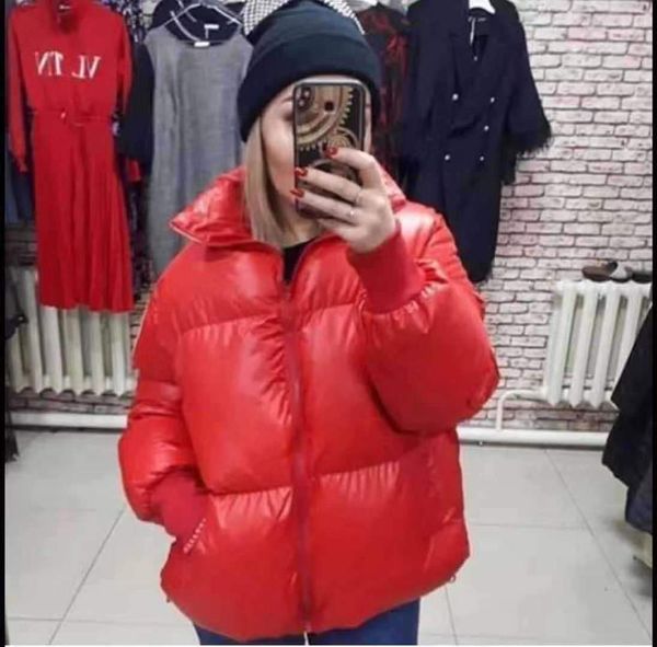 

fashion parker coat women casual thicken glossy material loose jacket pocket zipper warm coat female winter new, Black