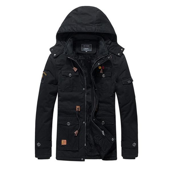 

male plus velvet warm hooded tooling wind wash tactical jacket men's coat plus size l~3xl 4xl brand winter fashion jacket, Tan;black