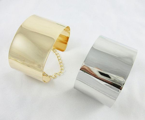 

fashion punk style dj show bangle bright metal smooth surface open mouth size bracelet, Black