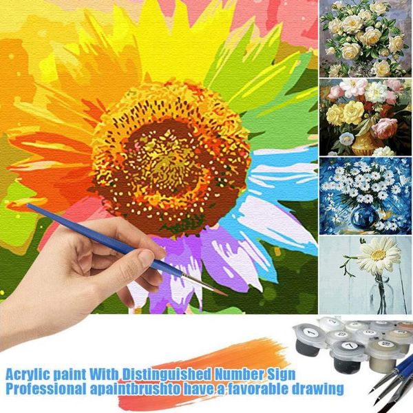 

#h40 diy painting by numbers kit flowers landscape modern wall art picture canvas by numbers for home decor art drop shipping