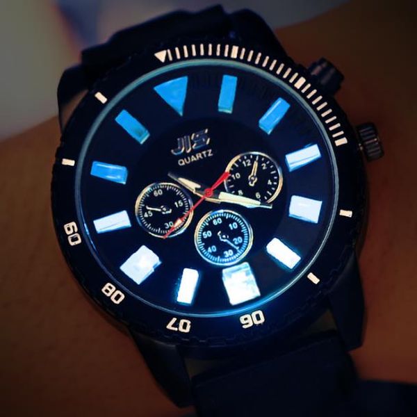 

luminous luminous watch personality fashion led couple quartz watch luminous small three needle silicone strap buckle, Slivery;brown