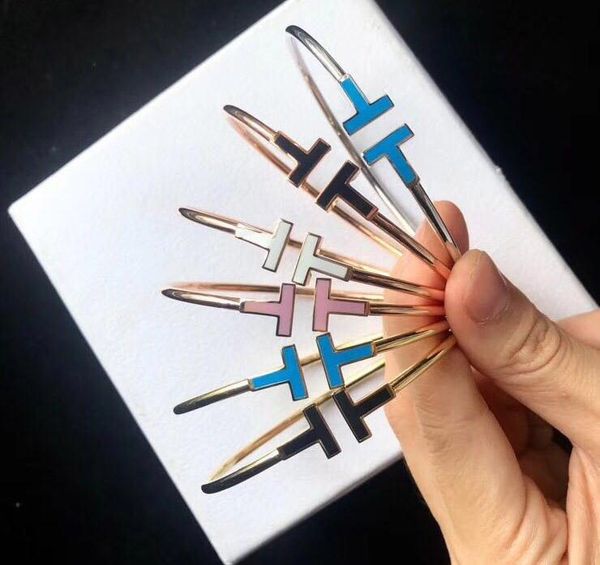 

have stamps 925 sterling silver brand t designer bracelets bangles for womens party wedding lovers gift engagement luxury jewelry with box, White