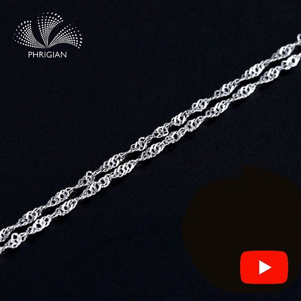 

not fake 925 s925 sterling silver geniune 1mm wave chain bling shining wholesale 16 18 inch acceossory italy finding bulk