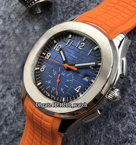 

new edition date 5968a-001 blue dial asian 2813 automatic mens watch 316l steel case orange rubber strap gents watches hello_watch, Slivery;brown