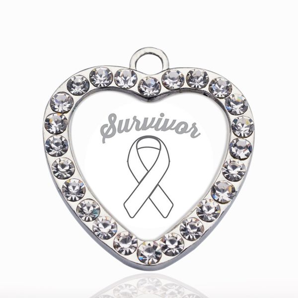 

white ribbon survivor circle charm trendy charms necklace pendant jewelry accessory making man women retro style jewelry, Bronze;silver