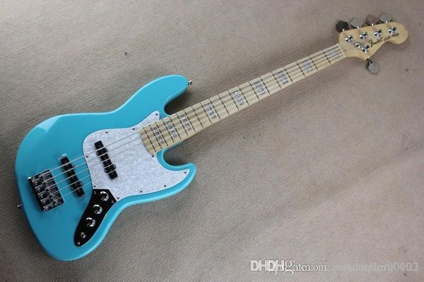 

factory custom new light blue jazz 5 string bass maple fingerboard music bass