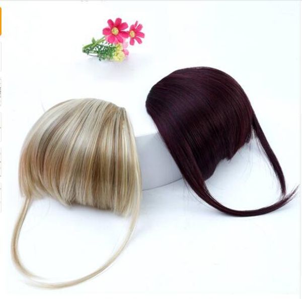 

bangs clip in hair extensions front neat bang fringe one piece striaght hair with high temperature synthetic fiber hair, Black