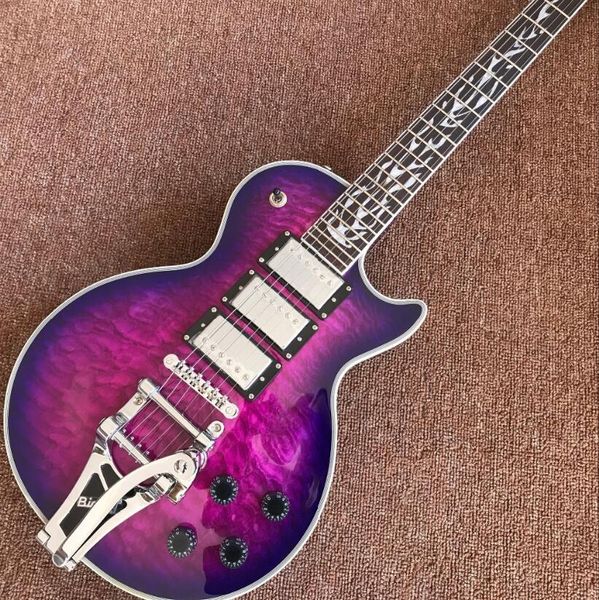 

g custom lp электрогитара высокое качество фиолетовый джаз электрогитара 3 пикапы, корпус из красного дерева, настраиваемый бесплатная доста