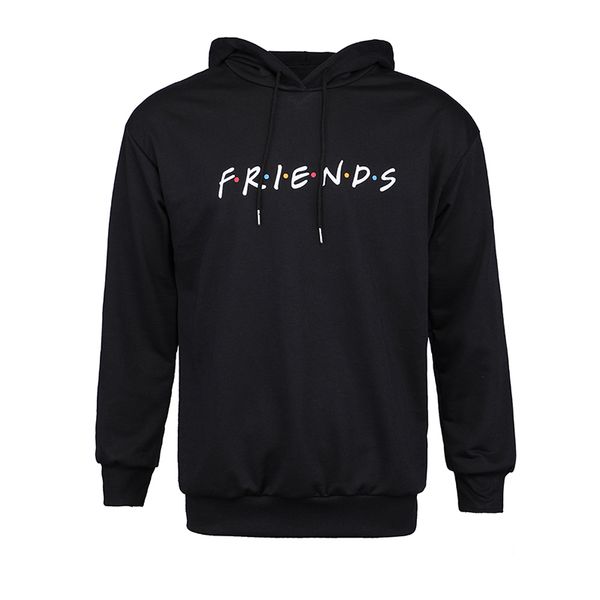 

men friends letter printed hoodies 2019 autumn winter harajuku couple hooded sweatshirt solid casual hoody pullovers streetwear, Black