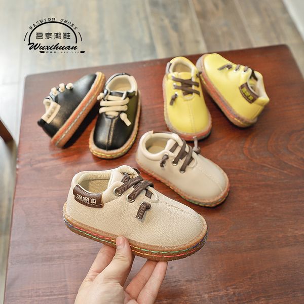 

new autumn female male children leather shoes,baby girls and boys casual leather shoes baby non-slip soft soled doudou shoes