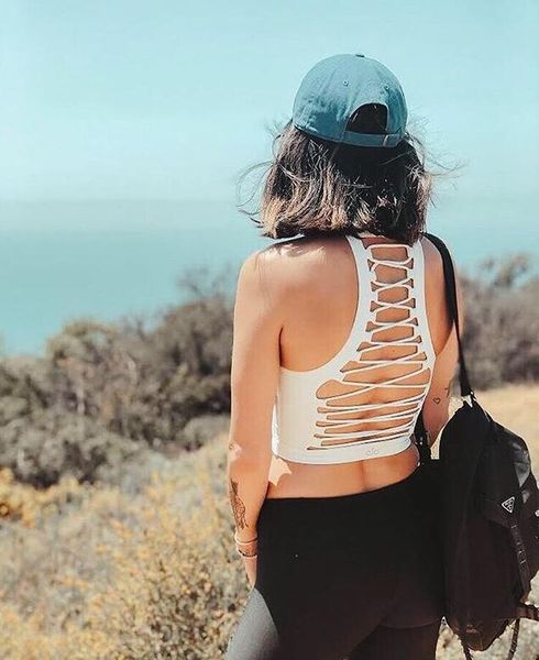 

women high impact yoga bra strappy yoga cropped dry fit sports bra women sportswear fitness gym tank running shirt, White;black