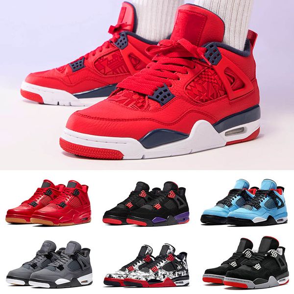 

jumpman fiba 4s bred travis scott cool grey 4 men basketball shoes what the pizzeria singles day royalty mens trainers sports sneakers, White;red