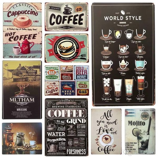 

size 30x20cm vintage metal tin signs wall art plate drink coffee metal poster bars kitchen pub cafe wall decor retro wall sticker shop