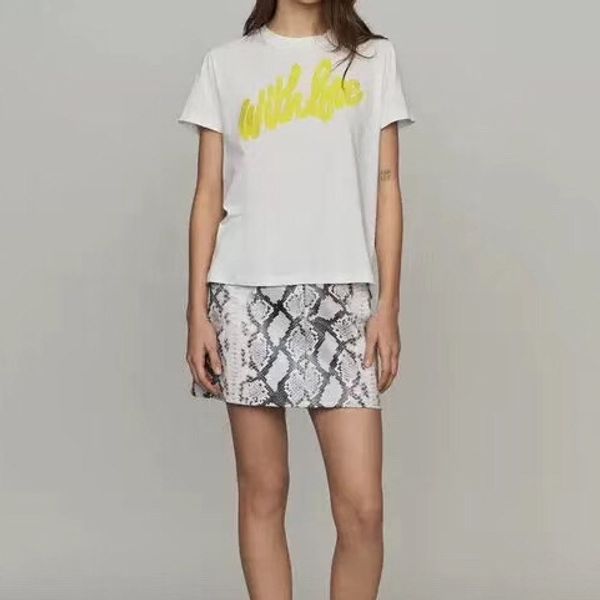 

2019 spring and summer new fashion heavy letter embroidery women casual wild cotton t-shirts, White