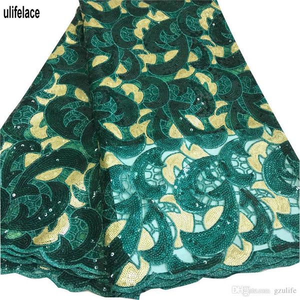 

2019 african lace fabric tulle mesh french net embroidery sequins lace fabric for nigerian party dress f4-2065, Black;white