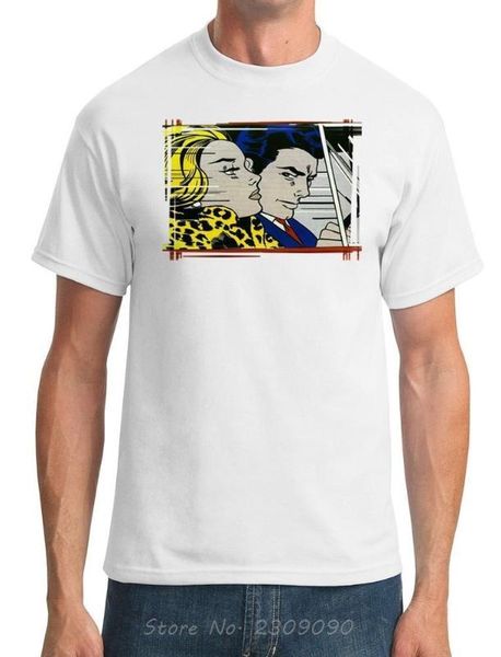 

driving - art - lichtenstein men summer t-shirt o neck cotton t shirt male low price steampunk tees harajuku, White;black