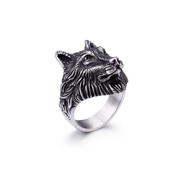 

hiphop golden stainless steel ring men goth rocker metaller hippie hipster wolf head mens rings man biker male finger jewelry, Golden;silver
