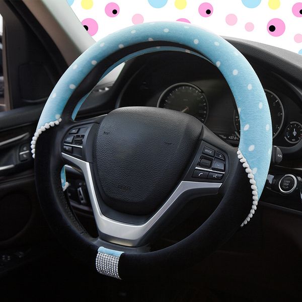 

new plush women girl auto car steering wheel cover universal 15 inch anti-skid