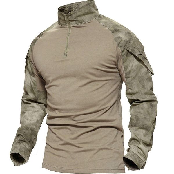 

men tactical outdoor climbing gear special combat shirt camouflage rapid assault long sleeve camping frog shirt, Gray;blue