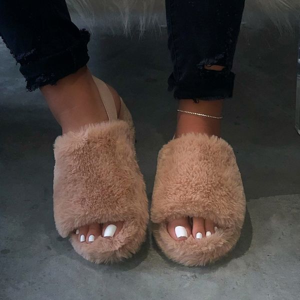 

2020 flat bottom antiskid indoor all-around comfortable women sandals women spring plush slippers outdoor shoes, Black