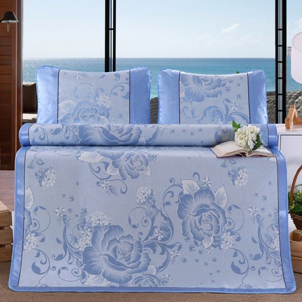 

breathable ice silk sleeping crib mattress mat summer cool pad with pillow for summer 2019 new sleeping mat