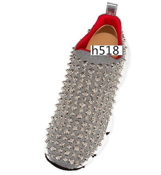 

с коробкой кристал шип носок донна плоские кроссовки дизайнер роскошные мужские красные днища обувь 4, Black