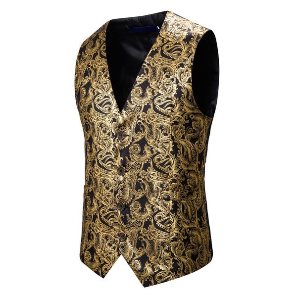 

mens autumn winter color matching waistcoat vest jacket breasted paisley print men vest waistcoat colete masculino coat, Black;white