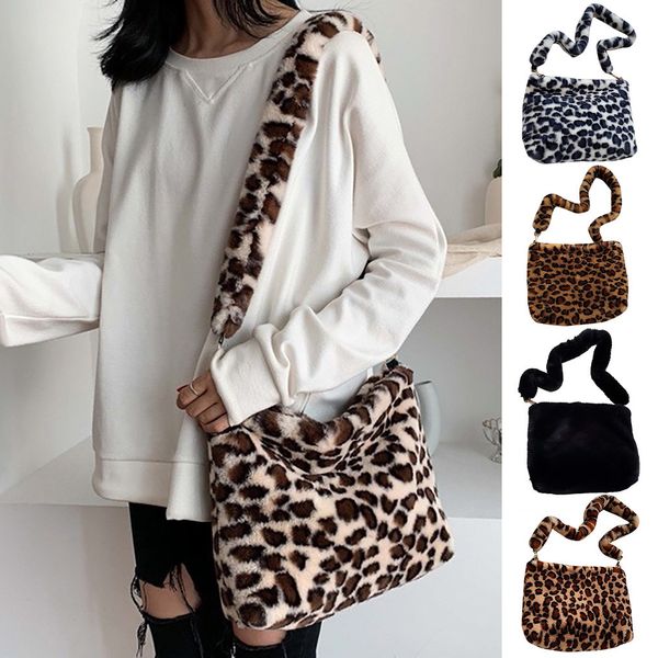

woman leopard vintage plush handbags autumn and winter fashion shoulder bag malas de senhora#35