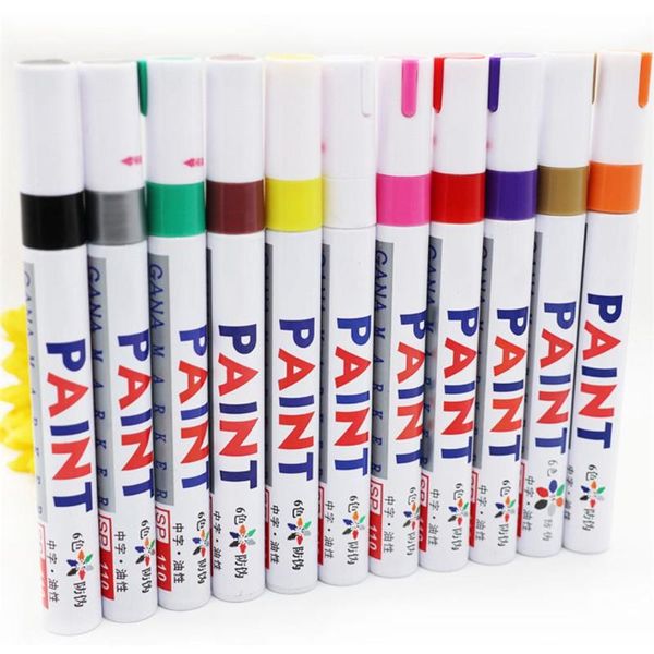 

12 colors waterproof car tyre tire tread cd metal universal permanent paint marker pen stationery