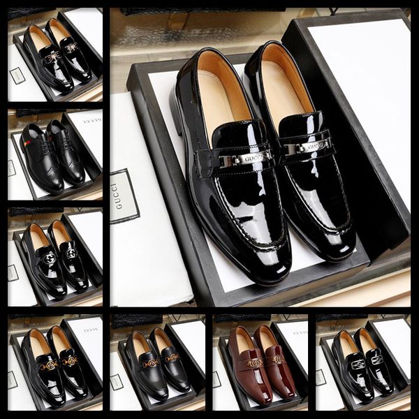 

19ff new men's fashion british style pointed toe wedding business leather formal dress shoes summer flats shoes oxfords men ca, Black