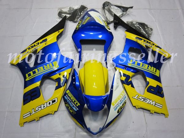 

new abs plastic fairings kit fit for suzuki gsxr1000 2003 2004 gsxr1000 03 04 injection mold yellow blue and black