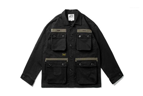 

mens designer jackets fashion loose single breasted mens jackets casual vintage males clothing mulit pockets panelled, Black;brown