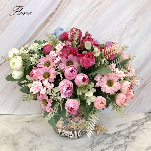 

flone artificial silk fake bouquet wedding diy display flower living room european style flower bud art decoration