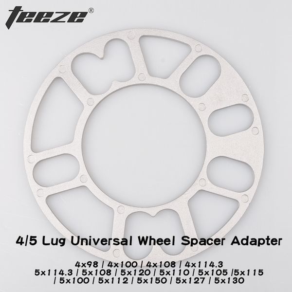 

teeze - (4 pieces/set)aluminum 4/5 lug car wheel spacers 5x114.3 5x120 4x114.3 5x100 4x100 5x112 5x108 universal adapter