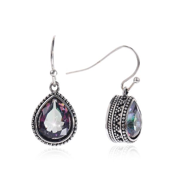 

vintage water drop pendant earrings fashion rhinestones earrings women accessories jewelry bohemian statement girl gift, Silver