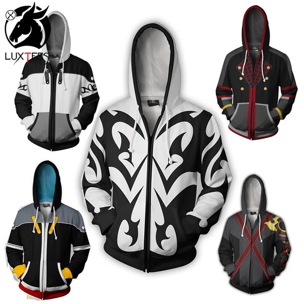 

anime kingdom hearts sora cosplay hoodies costume men women sweatshirt xemnas zipper coat spring jackets luxtees, Black