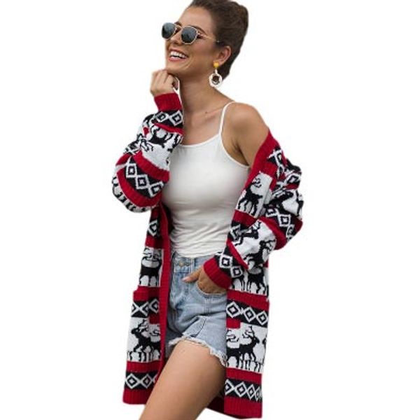 

womens designer sweaters fashion knit cardigan animal print sweaters for youth girls brand casual mid-length sweater coat, White;black