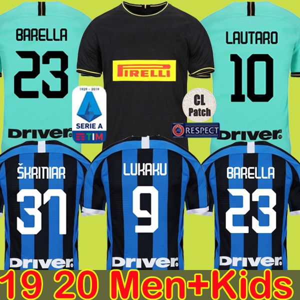 

19 20 Inter soccer jerseys Milan 2019 2020 ICARDI SKRINIAR GODIN BARELLA PERISIC football shirts LUKAKU LAUTARO maglia third men + kids kit