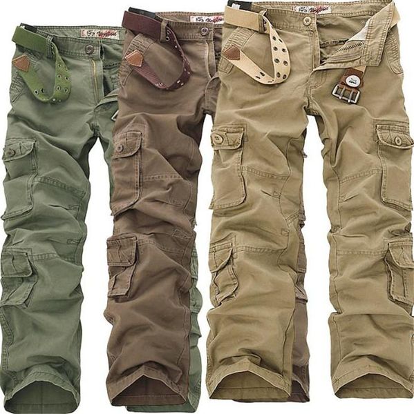 

pants plus size cargo mens pants loose fashion long designer mens trousers spring autumn pockets casual male, Black