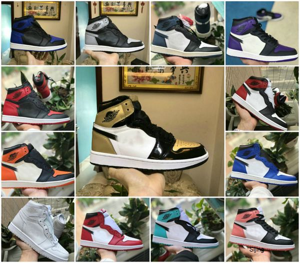 

wholesale 2019 new high og mens 1 basketball shoes royal banned shadow red black blue white toe shoe women 1s chicago sneakers