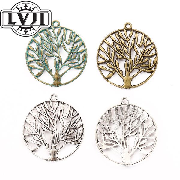 

10pcs vintage charms round tree pendant fit bracelets necklace diy metal jewelry making 5959, Bronze;silver