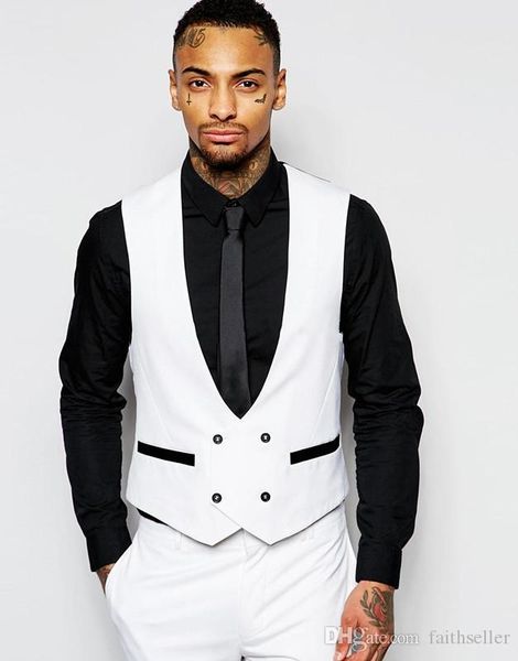 

white mens suits peaked lapel custom made groom tuxedos groomsmen wedding suits ( jacket+pants+vest+tie), Black;gray