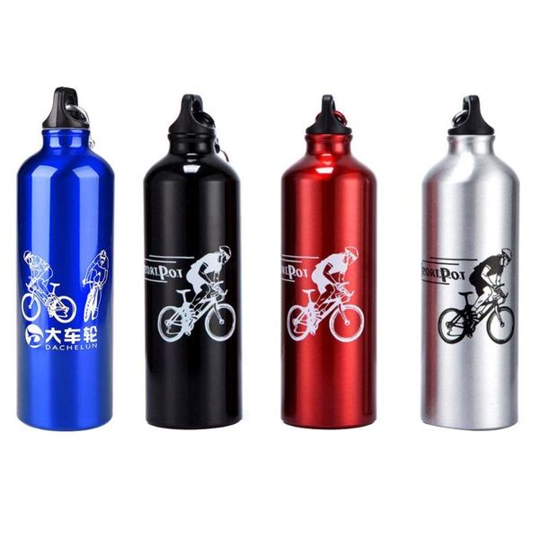 

sports portable 750ml water bottle carabiner clip running cycling aluminum cup