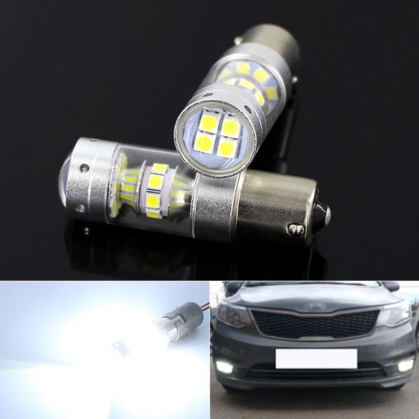 

2pcs white 6000k canbus no error 1156 p21w ba15s led bulb for kia rio 3 4 2015 2016 2017 2018 led daytime running lights drl